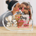 Personalizado lindo elefante oso animal en forma de corazón placa de acrílico con el nombre y la fecha de decoración de escritorio cumpleaños primer regalo del Día de la Madre para la mamá recién naci