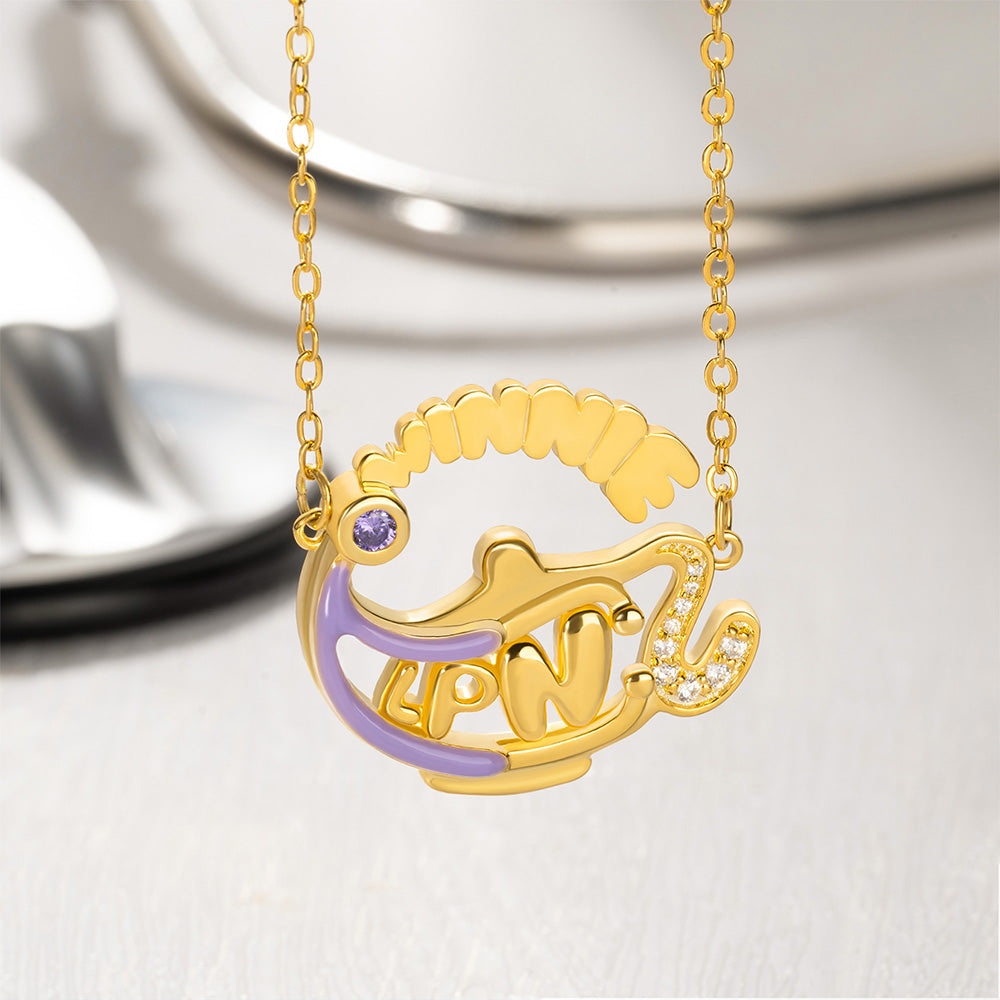 Lámpara personalizada de aprendizaje Estetoscopio Birthstone Collar con nombre y título Dainty Jewelry Semana de la enfermera Cumpleaños Regalo de graduación para las enfermeras