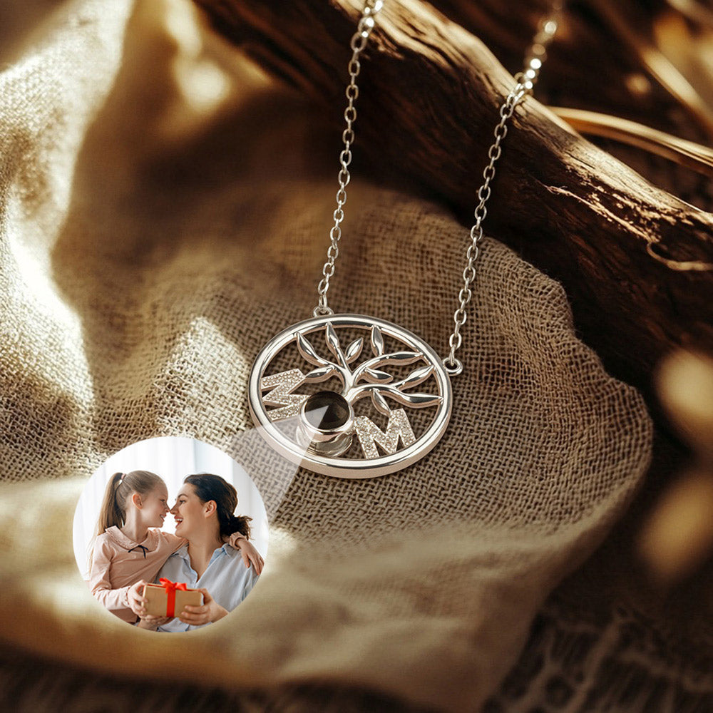 Personalizada mamá árbol genealógico ajustable collar de proyección de fotos Aniversario Cumpleaños Regalo para las mujeres