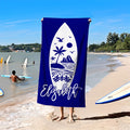 Toalla de playa de gran tamaño, de secado rápido, con diseño de tabla de surf multicolor y animales marinos, esencial para viajes de verano, regalo de cumpleaños para familiares y amigos