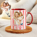 Personalizada acuarela diseño de la foto de rayas 11 oz 15 oz taza de café de cerámica con texto de uso diario regalo de cumpleaños para Besties Hermanas