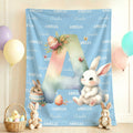 Conejito de Pascua personalizado Huevo de Pascua Manta suave con nombre e inicial Decoración del hogar Fiesta de Pascua Regalo para niños