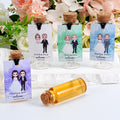 Novios personalizados de dibujos animados Botella de chupito con etiqueta de acuarela con nombre y fecha Decoración de boda para invitados recién casados