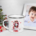 Personalizada Navidad Fantasía Unicornio 12 oz Esmalte Taza con Nombre Regalo de Navidad para la Familia Niños