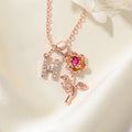 Personalizada Exquisita Birthstone Rose Collar con Inicial Dainty Joyería Cumpleaños Aniversario de regalo para las mujeres