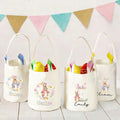 Cesta de Pascua de orejas de conejo personalizada con nombre e inicial Cacería de huevos de Pascua Fiesta de Pascua Regalo para niños