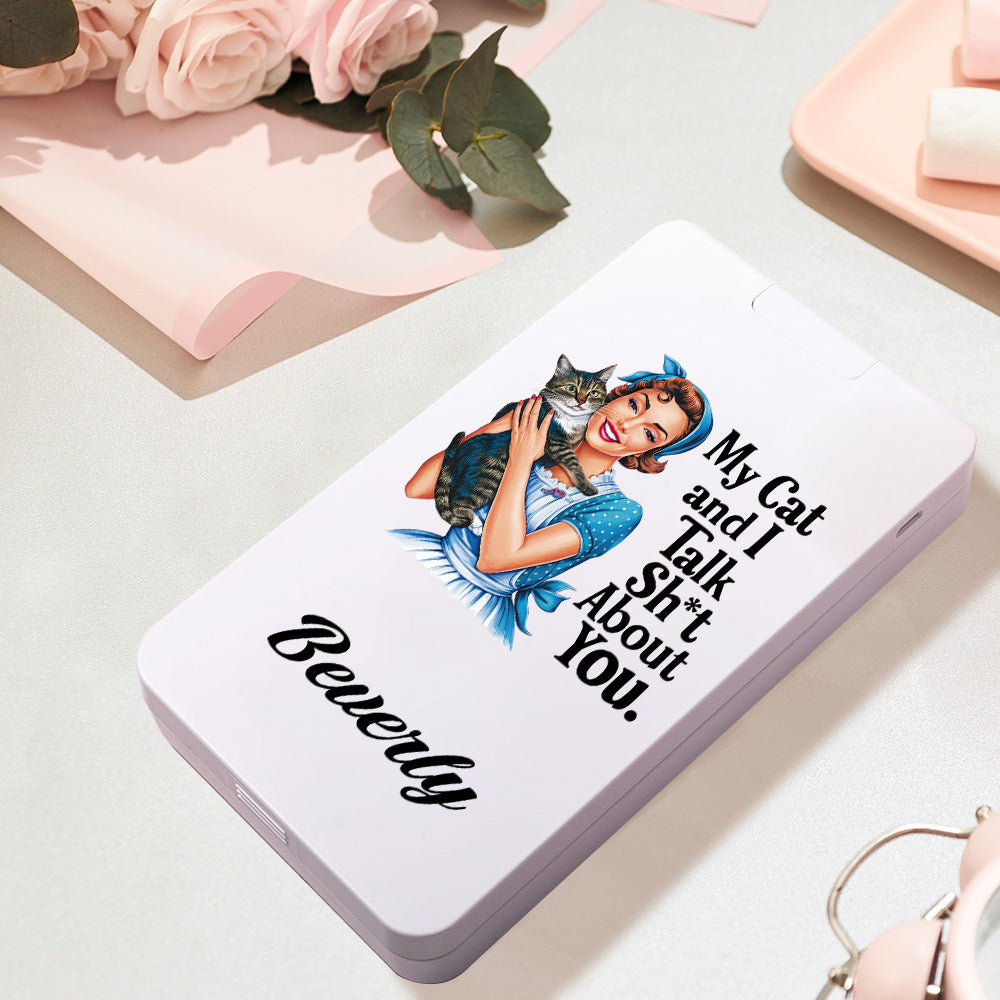 Set de Brochas de Maquillaje Personalizadas de Dibujos Animados Retro para Niña con Nombre y Espejo LED Esenciales de Viaje Regalo de Cumpleaños para Ella