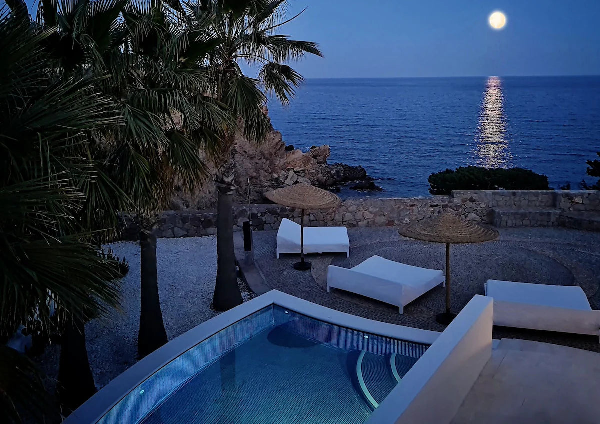 Super Rare 8-Bedroom Luxury Seafront Ibiza Villa with Private Beach, Panoramic Rooftop and Underground DJ Room in Santa Eulalia