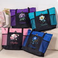 Personalizada Flor de Nacimiento Piedra Preciosa Bolsa Grande con Nombre y Bolsillos de Malla Uso Diario Viaje Cumpleaños Regalo para Mujeres