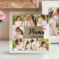 Placa acrílica cuadrada personalizada con 7 fotos de familia con título y texto Decoración del hogar Día de la madre Cumpleaños Regalo para mamá Abuela