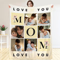 Personalizado Love You Mom 6 Foto Collage Suave manta con nombre Decoración del hogar Día de la Madre Regalo para mamá Abuela