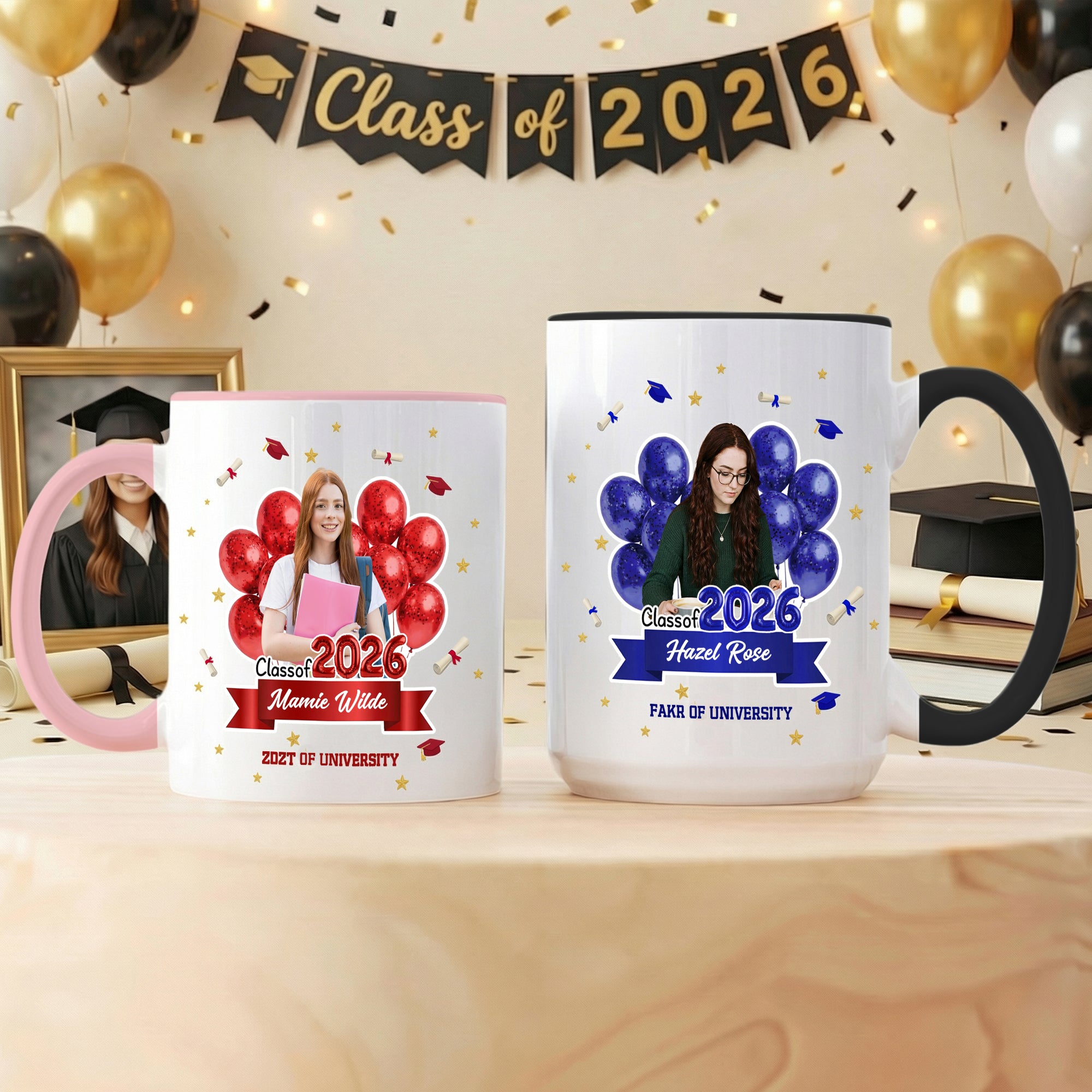 Taza de Cerámica Personalizada con Foto de Graduación Multicolor 11 oz 15 oz con Nombre Año y Nombre de la Escuela Regalo de Graduación para Graduados