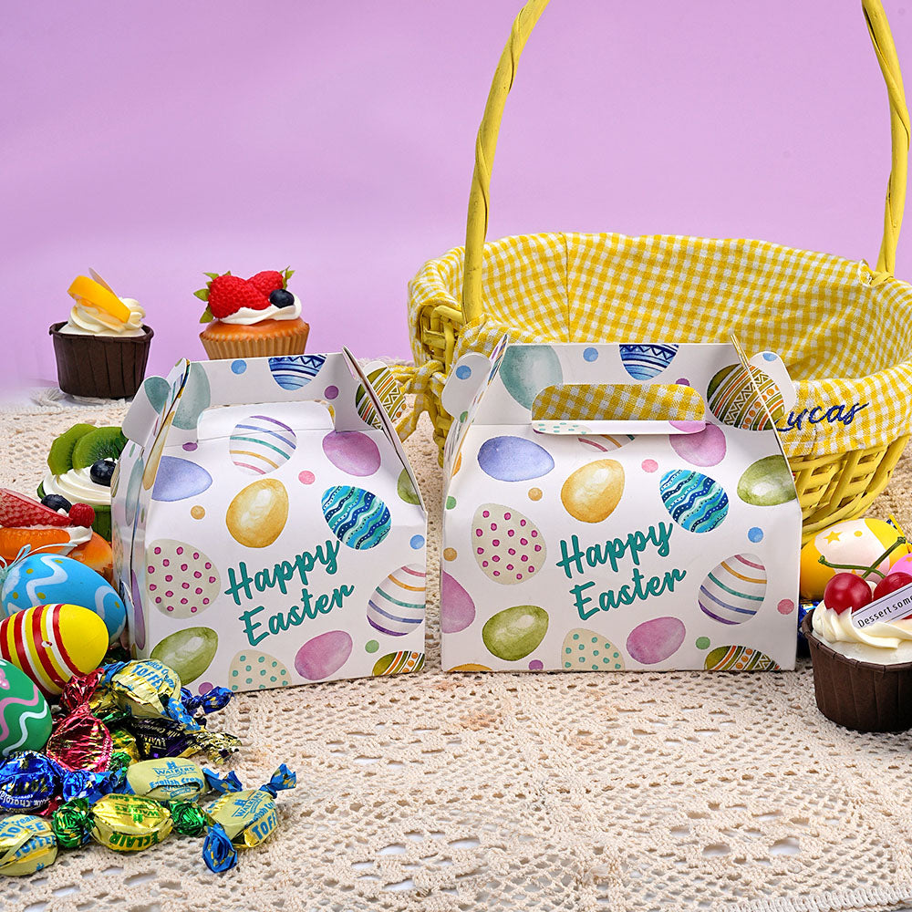 Huevo de Pascua de colores personalizado Bolsa de regalo con asa y nombre Fiesta de Pascua Regalo de cumpleaños para niños Niñas