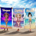 Toalla de playa de gran tamaño de secado rápido con el nombre de un personaje marino personalizado Vacaciones de verano Fiesta en la playa Regalo de cumpleaños para mujeres Niñas