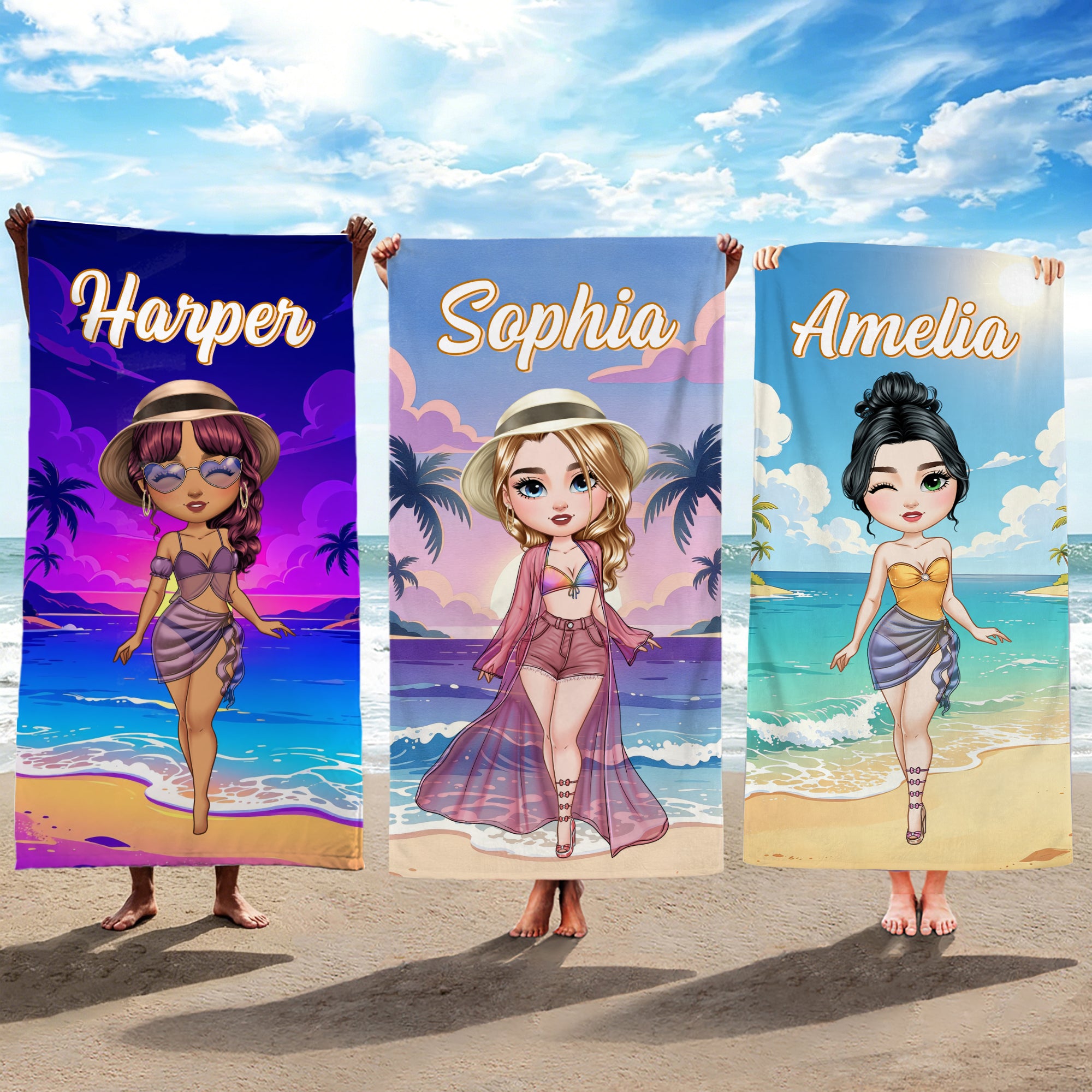 Toalla de playa de gran tamaño de secado rápido con el nombre de un personaje marino personalizado Vacaciones de verano Fiesta en la playa Regalo de cumpleaños para mujeres Niñas