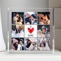 Te amo en cada momento - Placa acrílica cuadrada personalizada con collage de 8 fotos - Regalo de San Valentín y aniversario