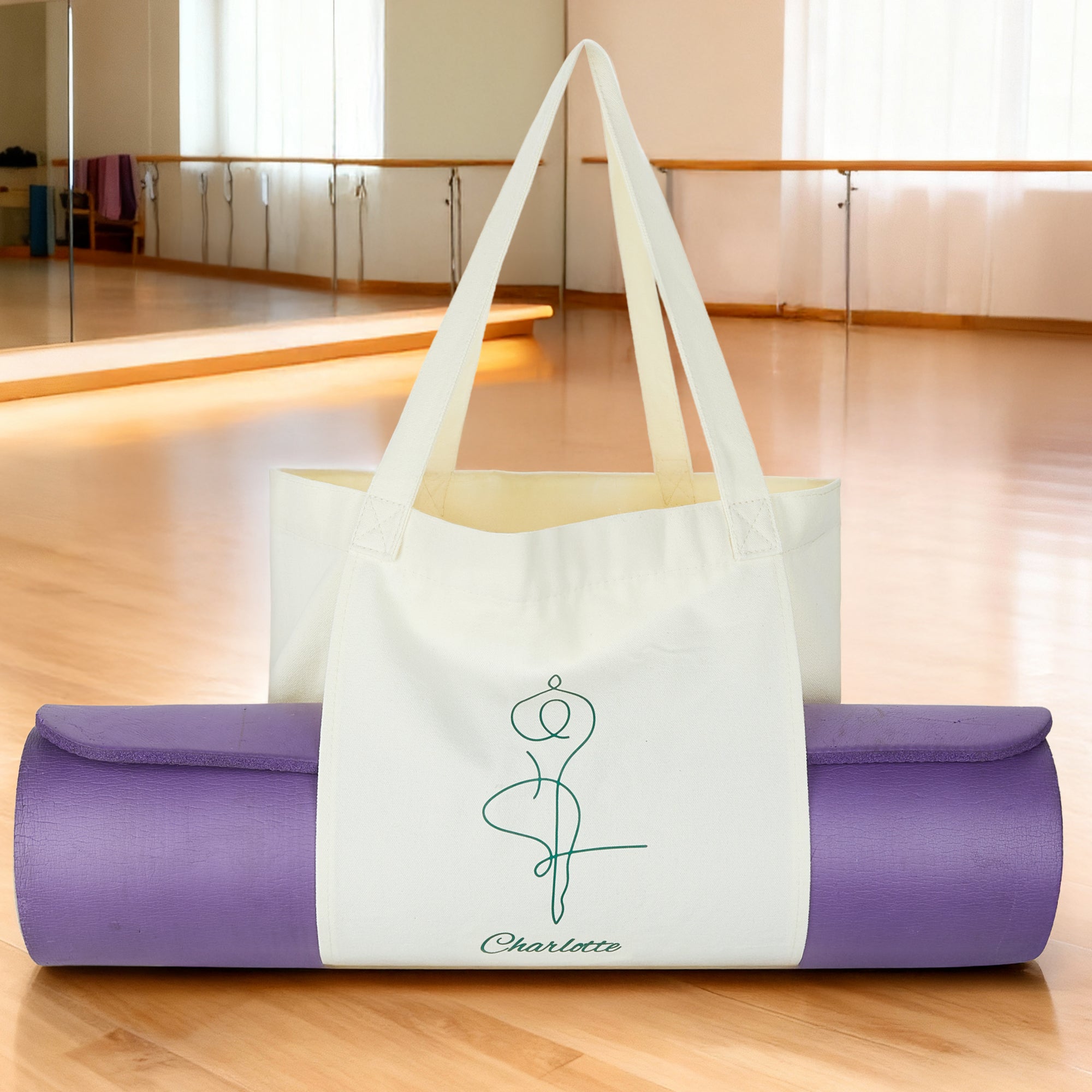 Bolsa personalizada de gran capacidad para esterilla de yoga en postura de árbol con texto Accesorio de Pilates Regalo de Navidad para amantes del yoga