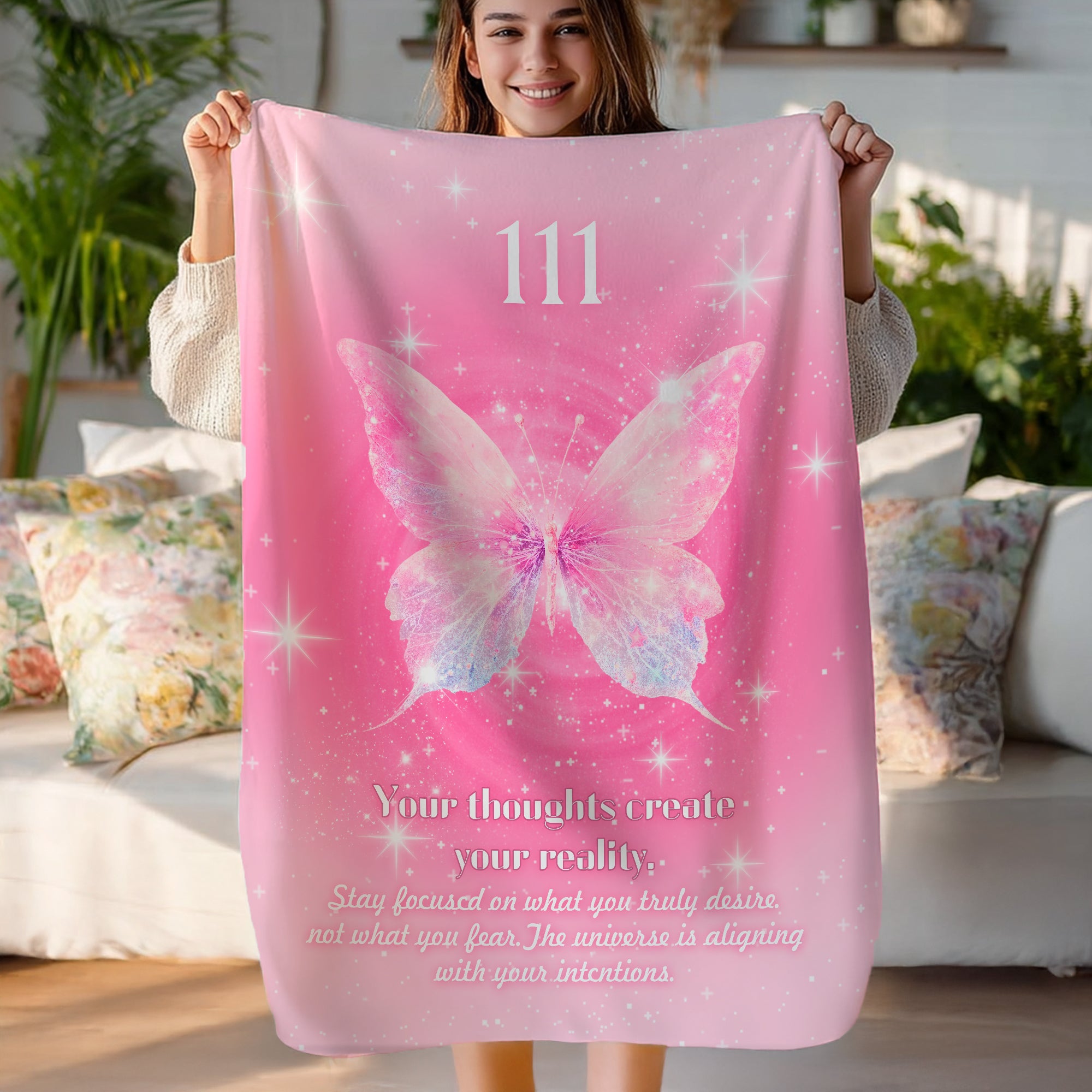 Personalizado mariposa número de ángel multicolor suave manta regalo de cumpleaños de Navidad para los amigos de la familia