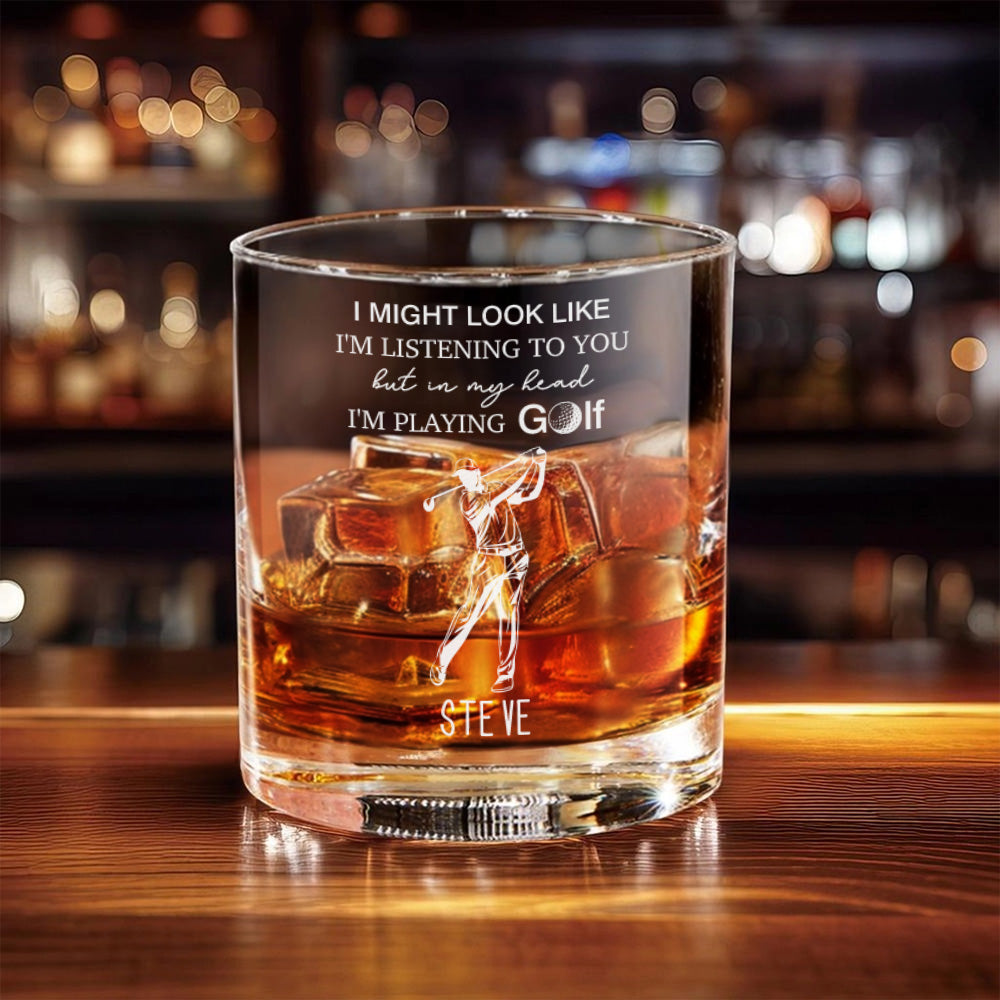 Vaso de Whisky Personalizado I'm Playing Golf 10 oz Old Fashioned Rock con Nombre Grabado Regalo de Aniversario Cumpleaños para Golfistas Amantes del Whisky