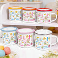 Personalizada acuarela linda Pascua Peter Rabbit Conejito Word Cloud 12 oz Taza de esmalte con el nombre de Pascua de vuelta a la escuela Regalo de cumpleaños para los niños