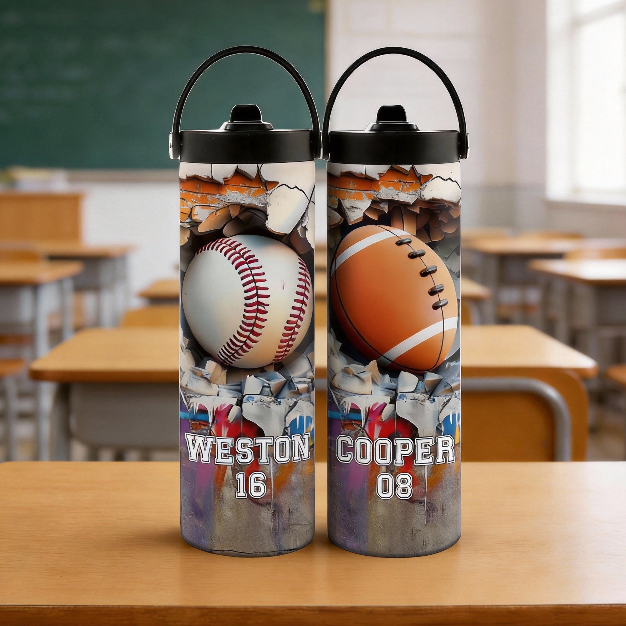 Personalizada Béisbol Baloncesto Deporte 20 oz Botella de Agua Aislada con Nombre Número y Mango Día de la Competición Evento Deportivo Regalo para Jugadores