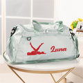 Bolsa de viaje Oxford impermeable con nombre y correa para el hombro personalizada con silueta de Pilates Regalo de cumpleaños para los amantes de Pilates