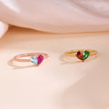 Anillo Personalizado de Corazón con Piedra de Nacimiento Joyería delicada Aniversarios Cumpleaños Día de la Madre Regalo para Mujer