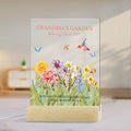 Lámpara de noche LED con nombre y base de madera Personalizada Grandma's Garden Birth Flower Luz de noche con nombre y base de madera Decoración para el hogar Regalo de aniversario en agradecimiento a