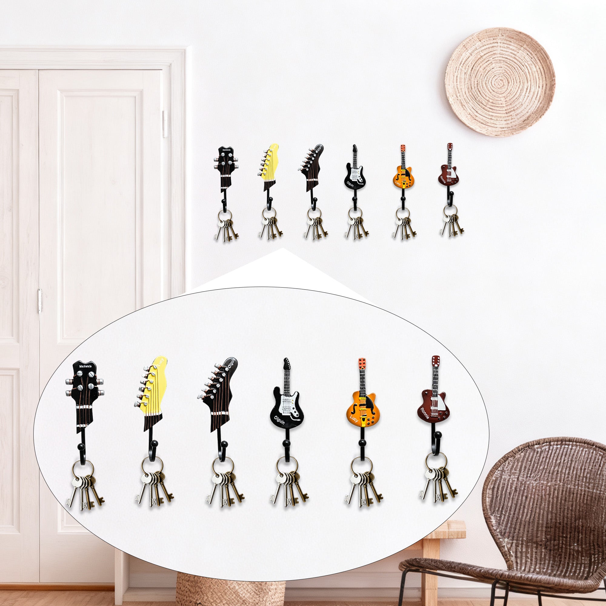 Guitarra Eléctrica Personalizada Clavijero Ganchos Decorativos con Nombre Juego de 3 Decoración de Estudio de Música Regalo de Cumpleaños para Guitarrista Amante de la Música