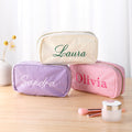 Bolso de maquillaje personalizado de pana multicolor con nombre y bordado uso diario regalo de cumpleaños y boda para mujeres