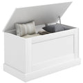 Wooden Storage Chest with Safety Hinge for Living Room, 31.5" x 15.7" x 17.7", White