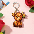 Llavero de madera personalizado con texto Vaca de las Tierras Altas Accesorios para Bolsos Día de San Valentín Regalo de Cumpleaños para Pareja