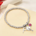Personalizada Graduación Cap Birthstone Inicial Charm Beaded Pulsera Dainty Joyería Bien Hecho Regalo de Graduación para Graduados