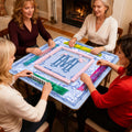 Alfombrilla de Mahjong personalizada con monograma de flores azules y blancas y bolsa de almacenamiento Accesorio de juego Regalo de cumpleaños para los amantes del Mahjong