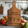 Tabla para cortar embutidos personalizada Forget Mother's Day Love You Everyday Grabado 1-8 Nombres con asa Regalo del Día de la Madre para mujer