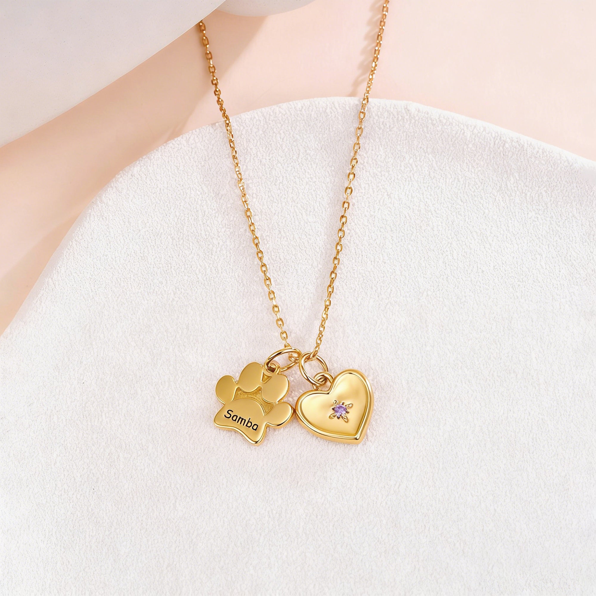 Personalizado Paw Heart Necklace con Nombre Dainty Jewelry Memorial Gift for Pet Lovers Owners