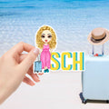 Sombra personalizada Monograma Caricatura Viaje Personaje Impermeable Pegatinas Cumpleaños Viaje Regalo para Mujeres Hombres Viajeros