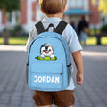 Mochila personalizada con nombre de pingüino mapache de dibujos animados con cremallera y bolsillos laterales Regalo de cumpleaños de vuelta al cole para niños Niñas
