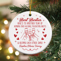 Personalizado Best Friends Cheers Adorno de cerámica con nombres Cumpleaños Dama de honor Aniversario Regalo de Navidad para Besties Hermanas