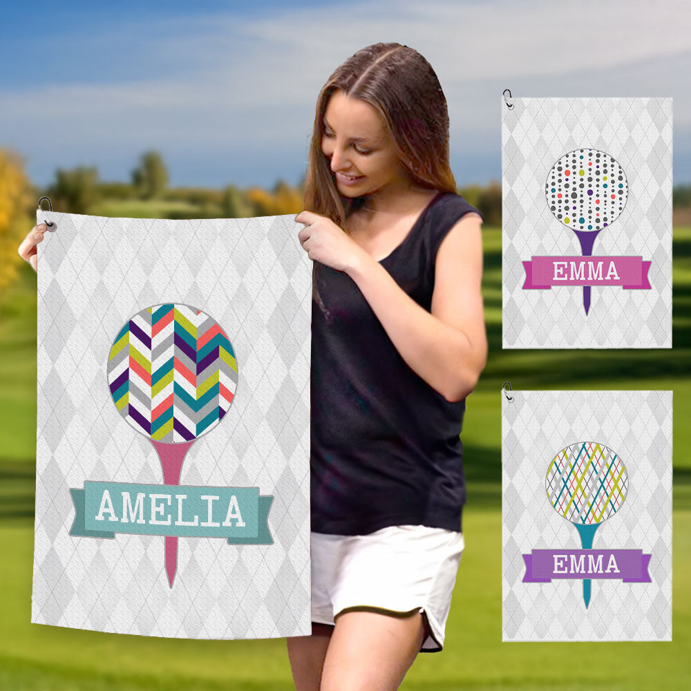Toalla superabsorbente personalizada con nombre y clip para colgar Accesorios de golf Regalo para jugadoras de golf