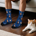 Cara personalizada Foto Suave transpirable tobillo medio de la mitad de la rodilla-alta calcetines con nombre Cumpleaños Aniversario Regalo para amigos de la familia