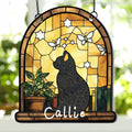 Personalizado estilo vidriera Negro Gato Acrílico Ornamento Ventana Balcón Decoración Cumpleaños Regalo para Amigo Familia Amante de las Mascotas