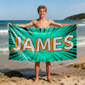 Toalla de Playa Personalizada de Secado Rápido Estilo Pop con Nombre Accesorio de Vacaciones Fiesta en la Playa Regalo de Cumpleaños para Amigos de la Familia