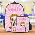 Mochila personalizada de colorido dibujo animado Retro Ray Bolsa de almuerzo Estuche con nombre Regalo de vuelta al cole para estudiantes