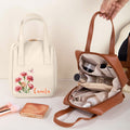 Personalizado acuarela nacimiento flor nombre portátil PU cuero bolsa de maquillaje con asa accesorios de viaje regalo de cumpleaños para las mujeres niñas