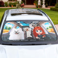 Personalizado 1-4 3D Perro Caricatura Personaje Divertido Parabrisas del coche Parasol con nombres Auto Accesorios Viaje Cumpleaños Regalo para los amantes del perro Los propietarios de automóviles