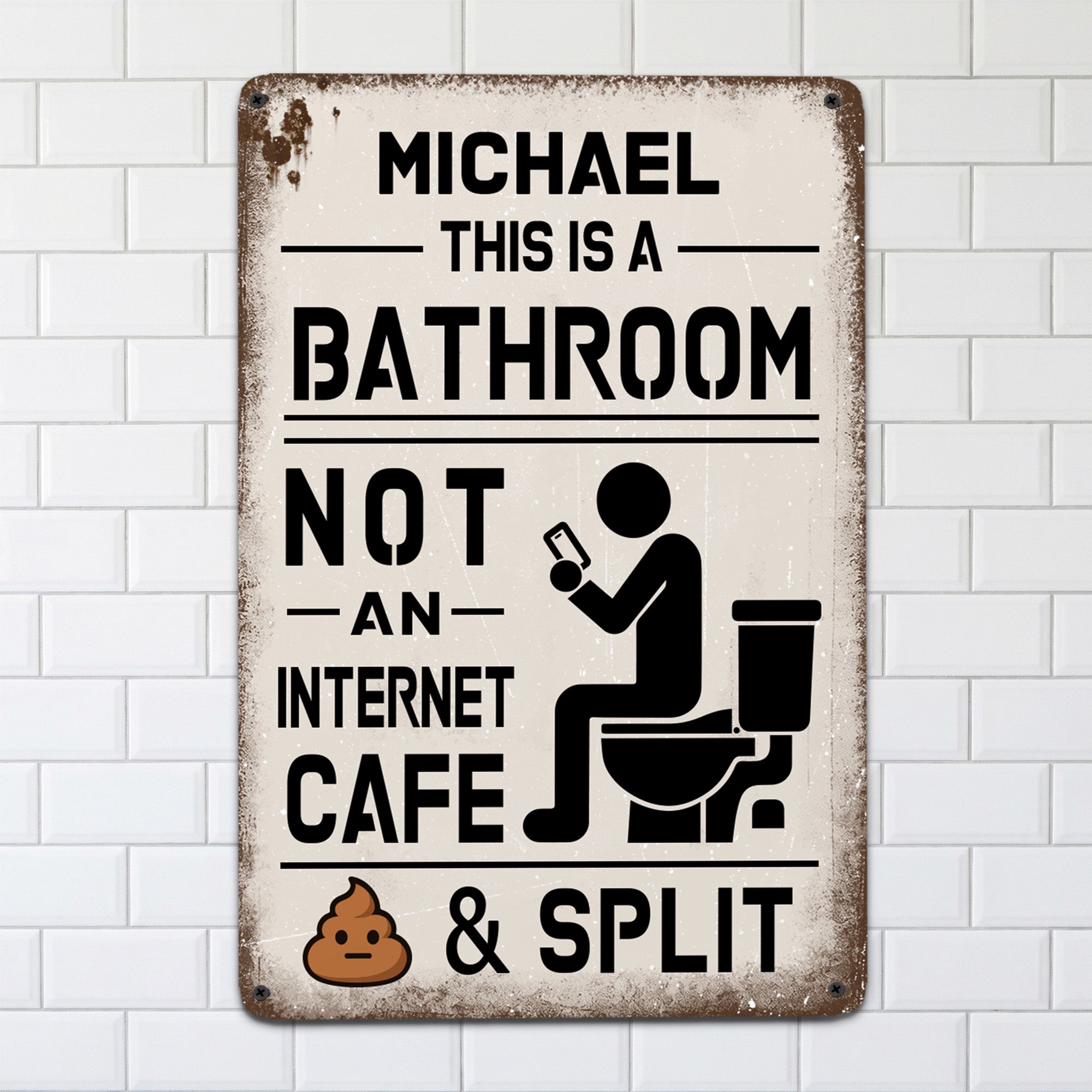 Personalizado Funny This Is A Bathroom Not An Internet Cafe Vintage Metal Sign Farmhouse Washroom Wall art Decor Housewarming Gift for Him Husband Dad