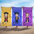 Gorro de Graduación Personalizado Dibujos animados Graduados Toalla de Playa de Secado Rápido con Nombre Fiesta en la Piscina Regalo de Graduación para Hombres Mujeres