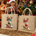 Bolsa de yute personalizada con nombre de alce navideño de dibujos animados Accesorios de viaje Regalo de Navidad para niños