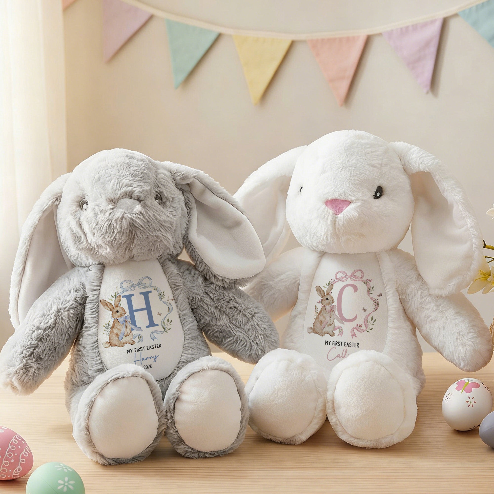 Conejito de Pascua de peluche personalizado con nombre y año Regalo de Pascua para recién nacidos Niños